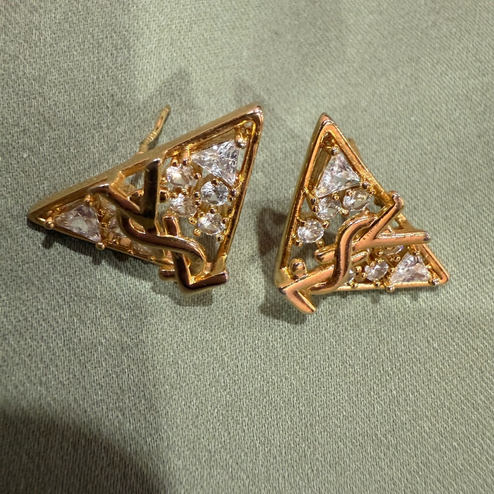 Gold and Silver Triangle Earrings